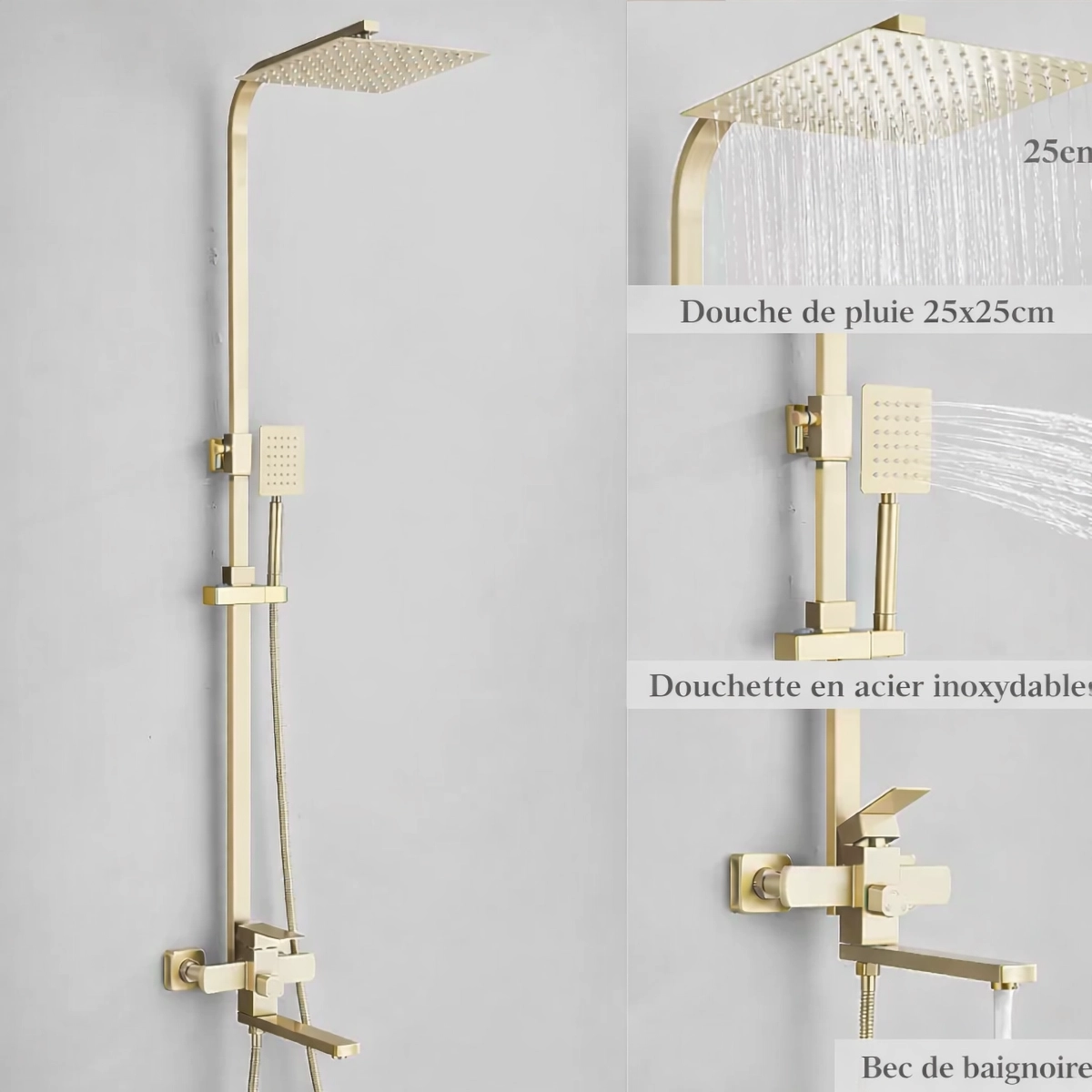 Colonne bain douche dorée Dénia